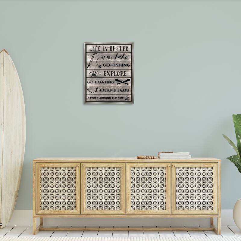 Stupell Lake Activities & Phrases Framed Floater Canvas Wall Art Design By CAD Designs