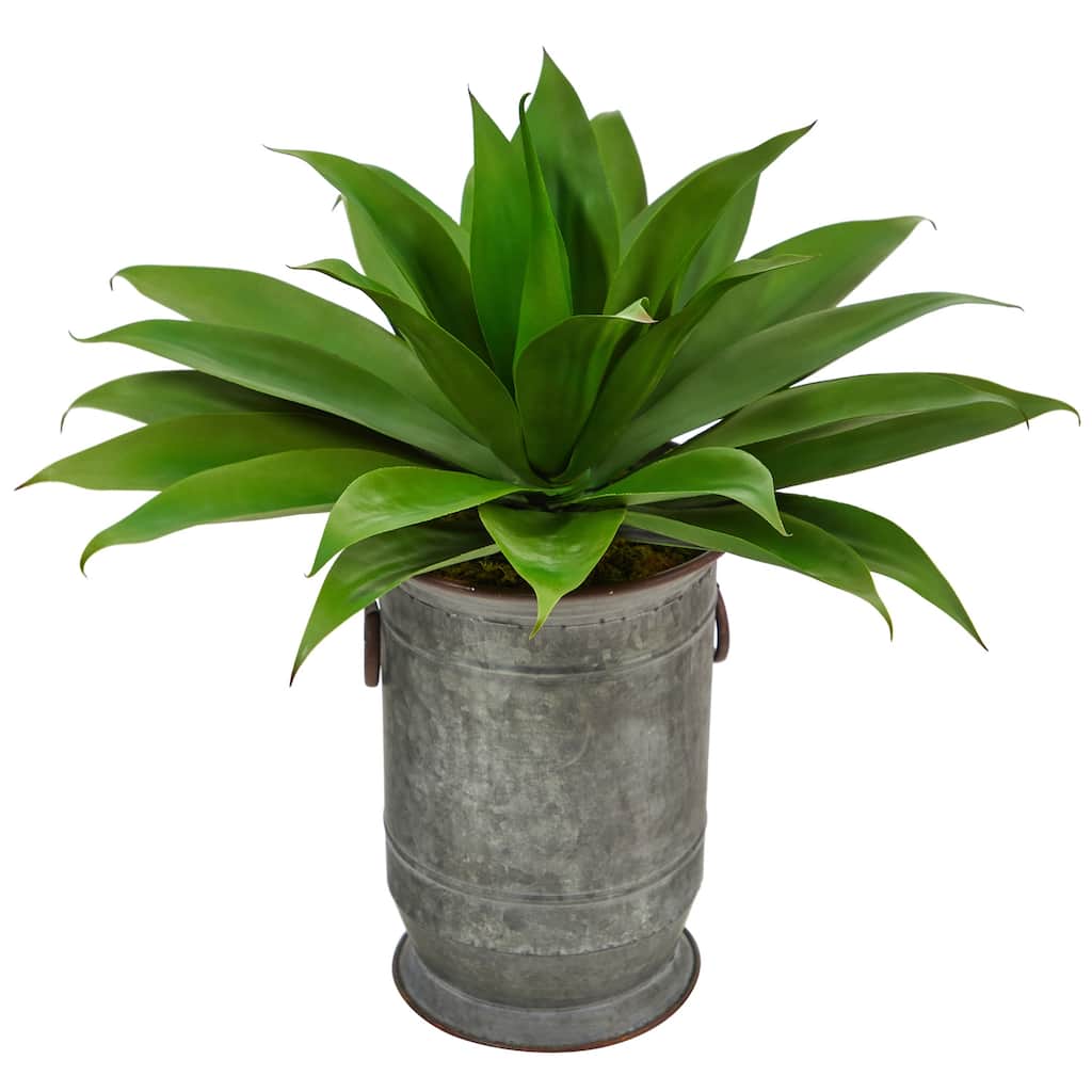 Artificial Succulent Plant 26In City Chic Faux Plant in Metal Planter Home Decor - Green