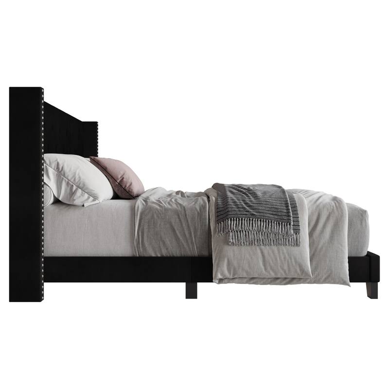 Clayfell Monroe Tufted Upholstered Wingback Panel Bed