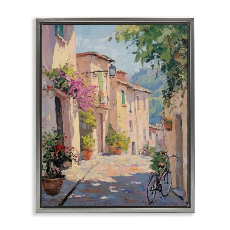 Stupell Cobblestone Path City Architecture Framed Floater Canvas Wall Art Design By Nini Art - 25 x 31 - Grey