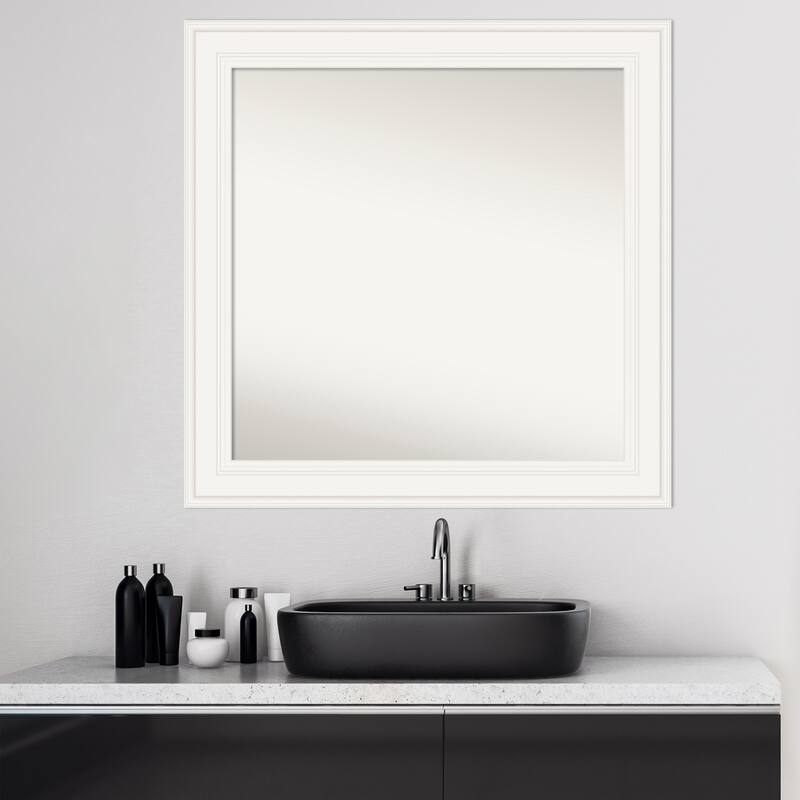 Non-Beveled Bathroom Wall Mirror - Ridge White Frame - Ridge White