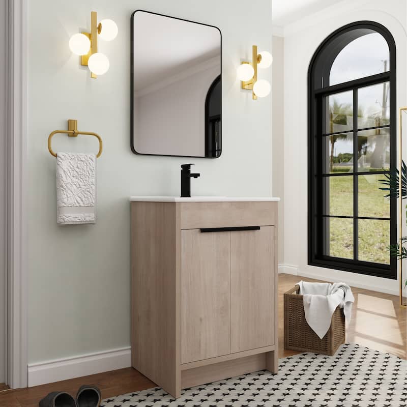 BNK 24/30/36 inch Freestanding Single Sink Bathroom Vanity with Soft Close Door and 1 adjustable shelf