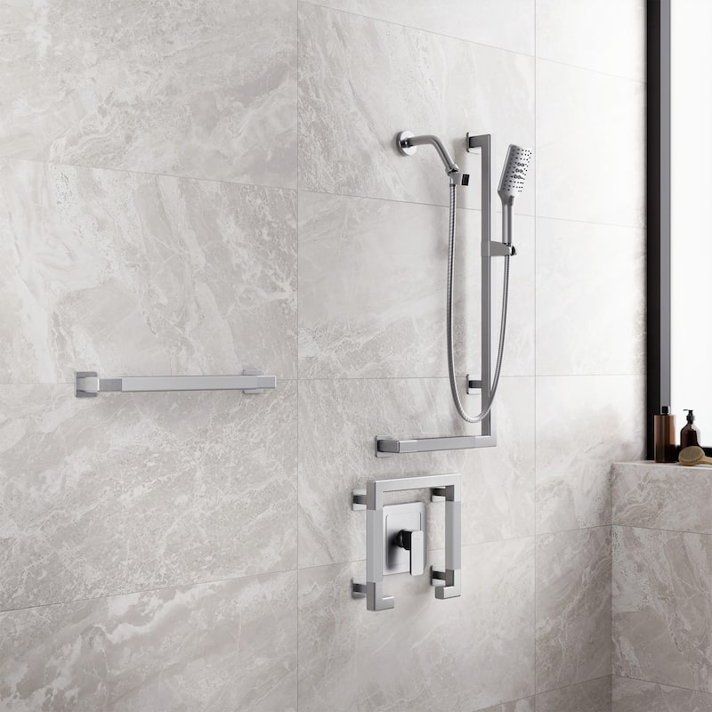 Seville Slide Bar ADA Compliant 500 lb Weight Capacity Slide Bar with Multi-function Handshower Right Brushed Stainless Steel