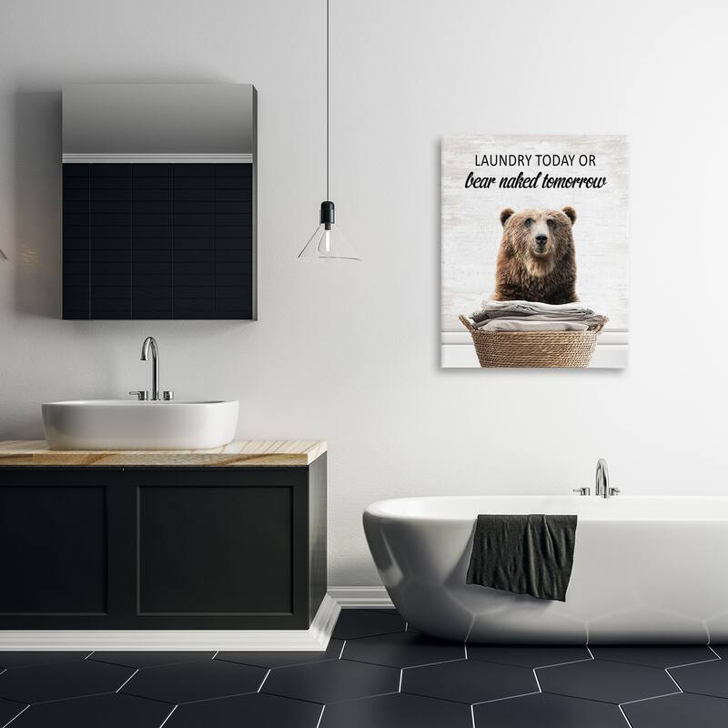 Stupell Laundry Or Bear Naked Canvas Wall Art Design By Lettered and Lined