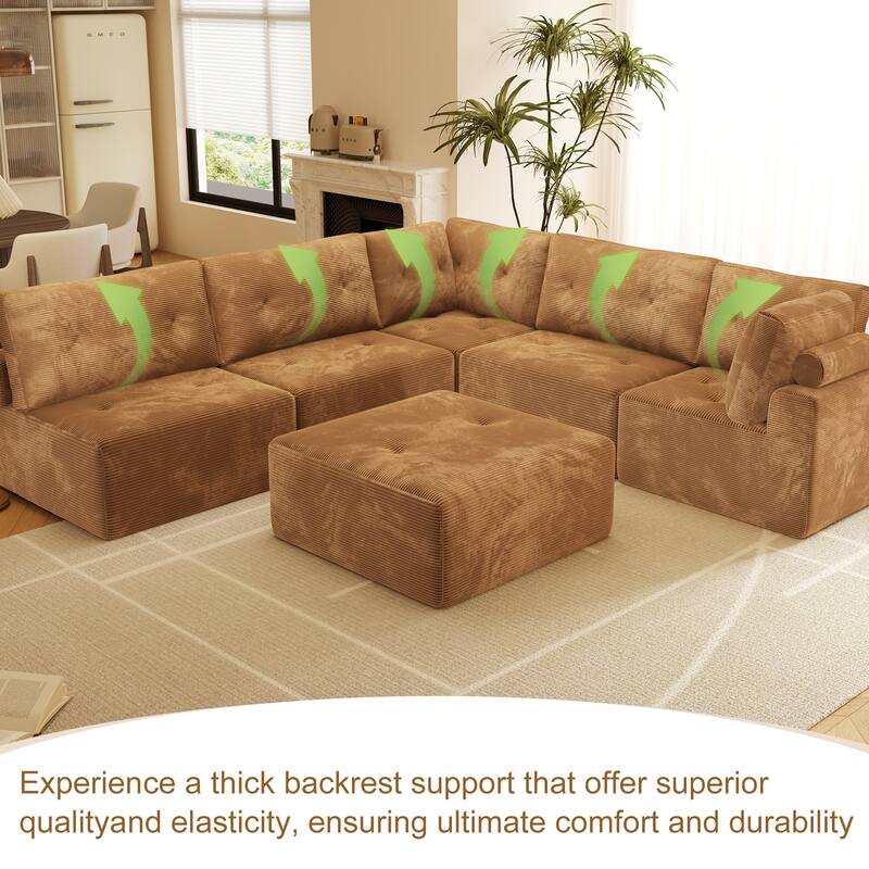 JASIWAY Modern Chaise Lounge Sofa Bed with Movable Ottoman