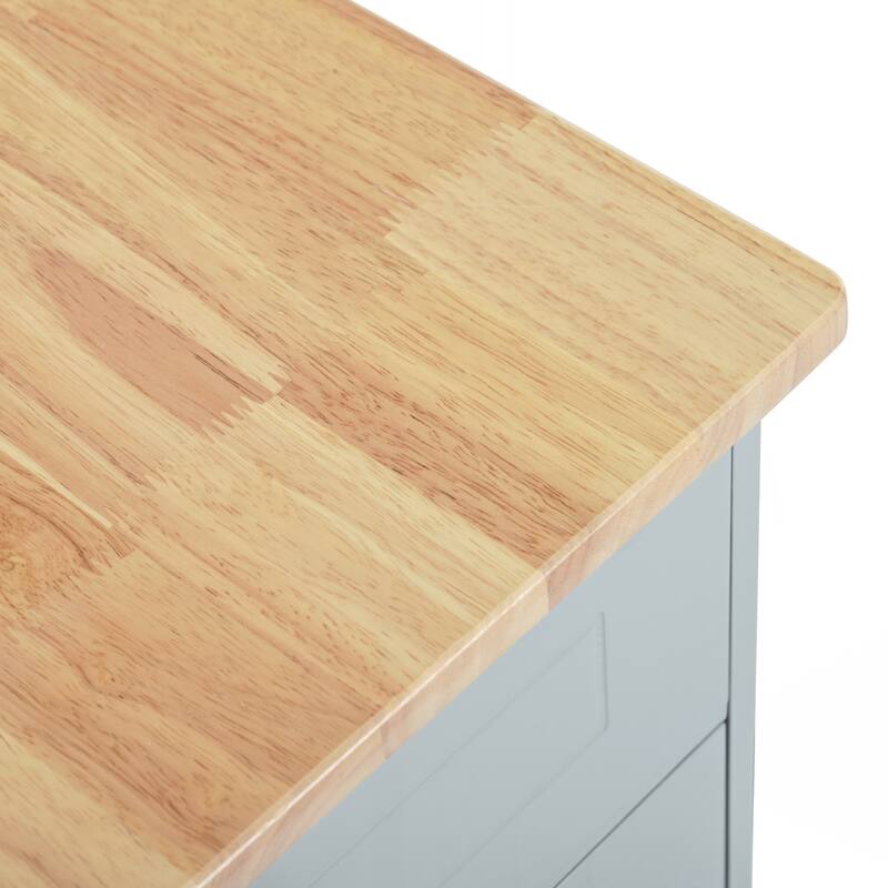 Kitchen Island with Trash Can Storage Cabinet, Power Outlet, Internal Storage Rack, Rolling Kitchen Islands on 5 Wheels