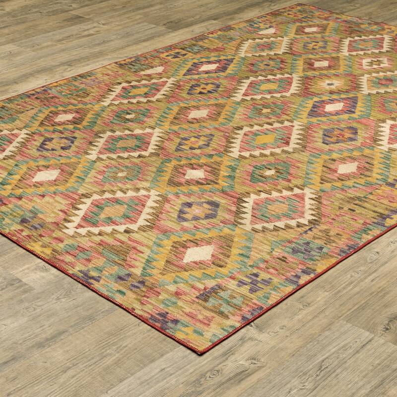 Vista Home Marissa Washable Tribal Inspired Gold/ Multi Indoor Area Rug Mat