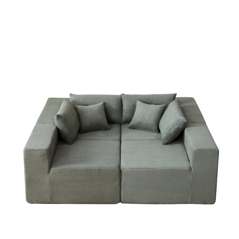 104" Corduroy Modular L-Shaped Sectional Sofa with 4-Piece Free Combination, Foam-Filled Cushions
