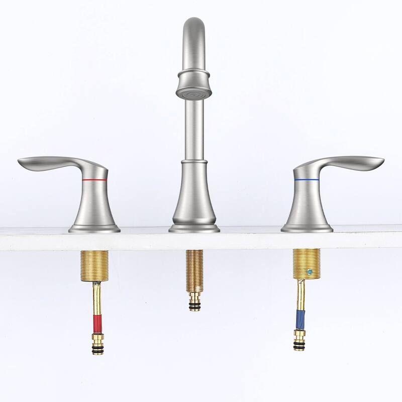 2-Handle Bathroom Sink Faucet 3 Hole 360° Swivel Spout Vanity Sink with Pop Up Drain Assembly and cUPC Water Supply Hoses