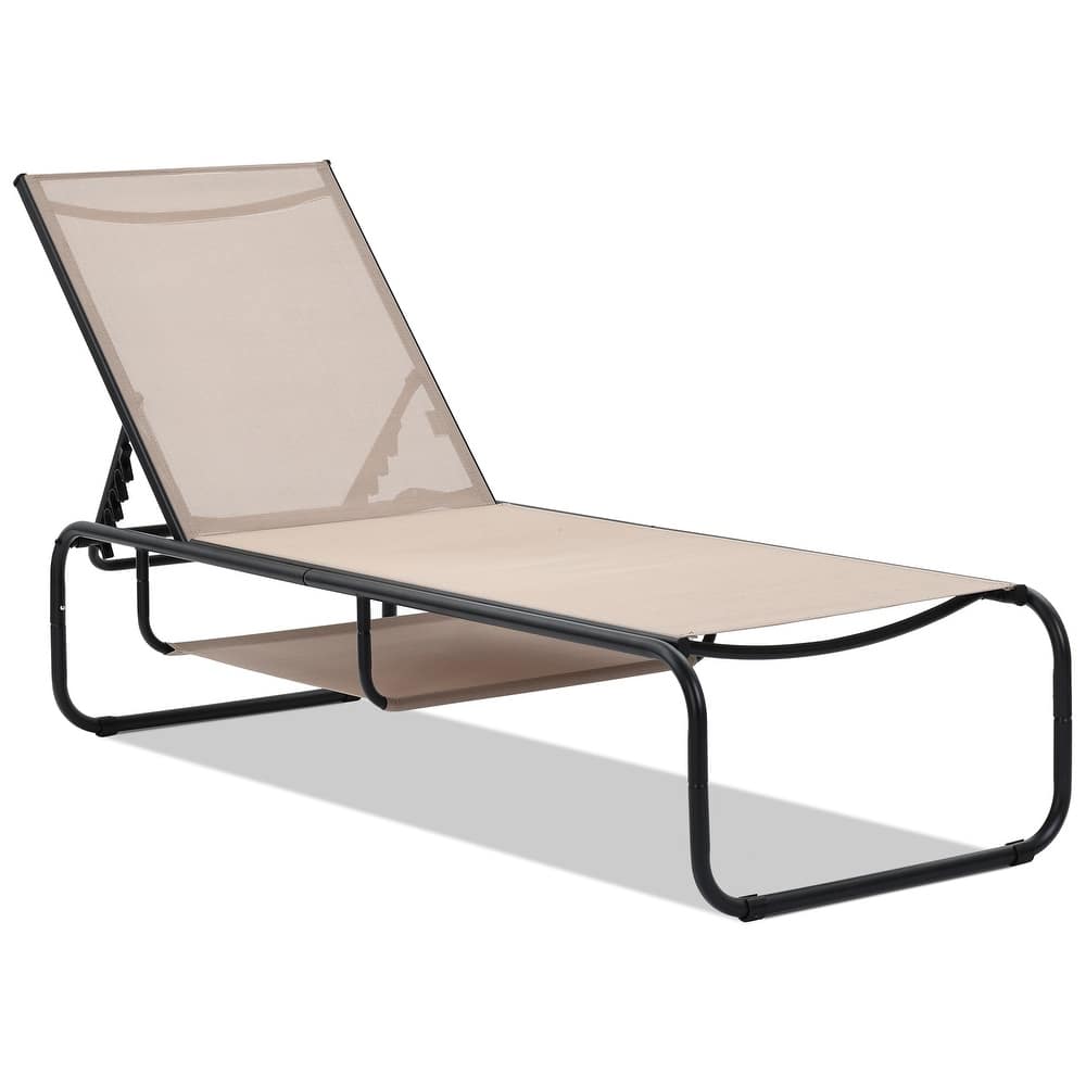 Outdoor Lounge Chair Chaise Recliner Back Adjustable Garden Deck