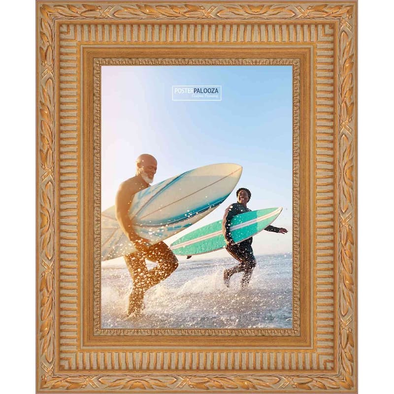 11x15 Ornate Gold Complete Wood Picture Frame with UV Acrylic, Foam