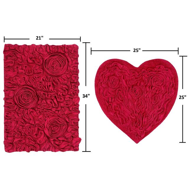 Home Weavers Bellflower Collection Absorbent Cotton 2 Piece Set Machine Washable Bath Rug