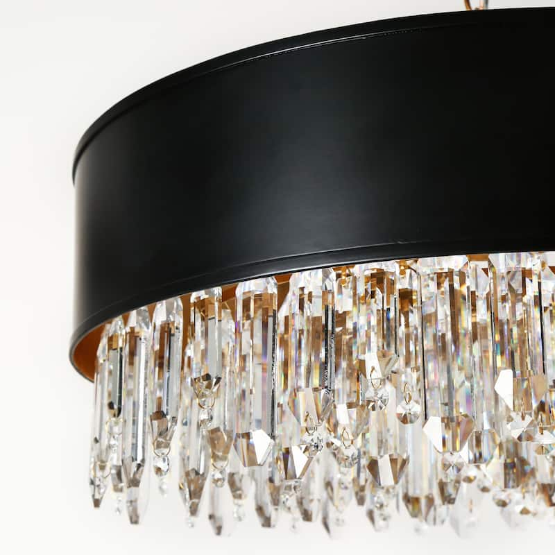 Modern 9-Light Crystal Drum Chandelier for Dining Living Room Bedroom - 24" Dia. x 11.5" H