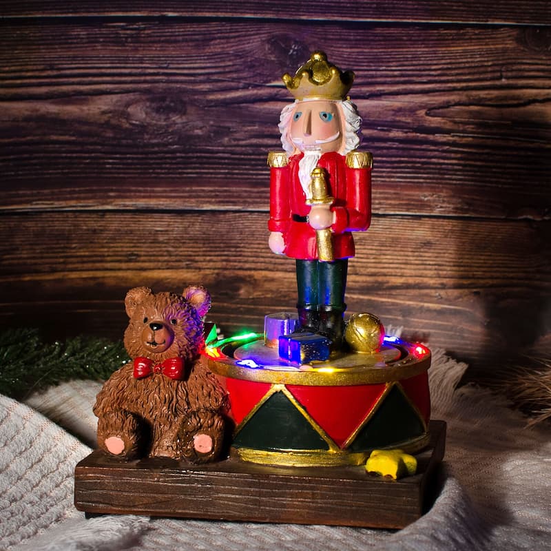 Spinning Nutcracker and Gifts LED Christmas Decor - 5.1 х 3.9 х 6.3"