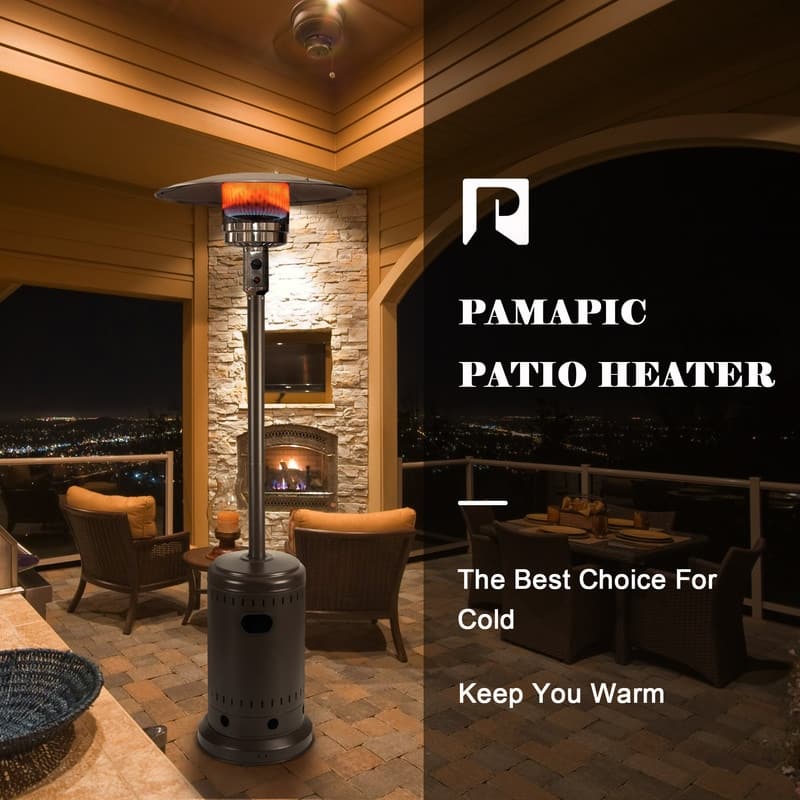 PAMAPIC 48000 BTU Outdoor Propane Patio Heater w/Cover