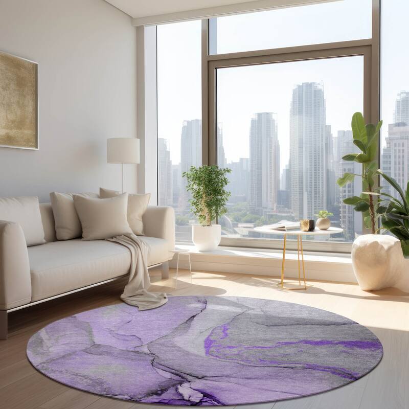 Allu Unique Abstract Weather Resistant Blended Style Outdoor Rug