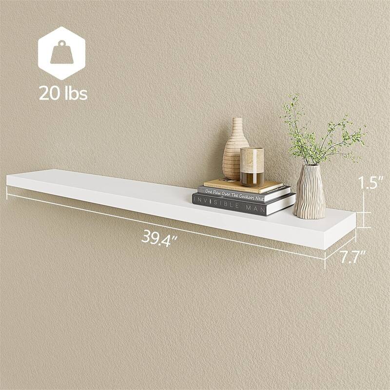 Floating Shelves40 in W x 8in D Wall Mounted Wooden Shelves with Invisible Brackets Set of 2 - 7"D x 40"W x 2"H