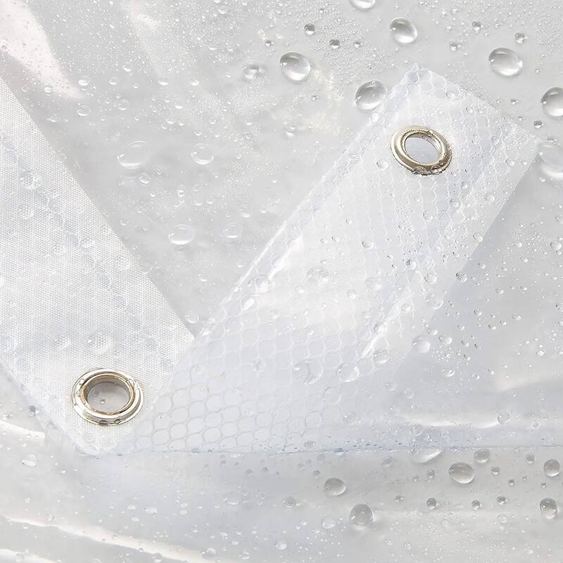 72"x72" - PEVA Clear Heavyweight Thick Shower Curtain Liner With Mesh Storage Technology Pockets