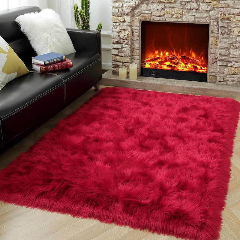 Shaggy Faux Fur Sheepskin Area Rug Super Soft Home Decor Carpet