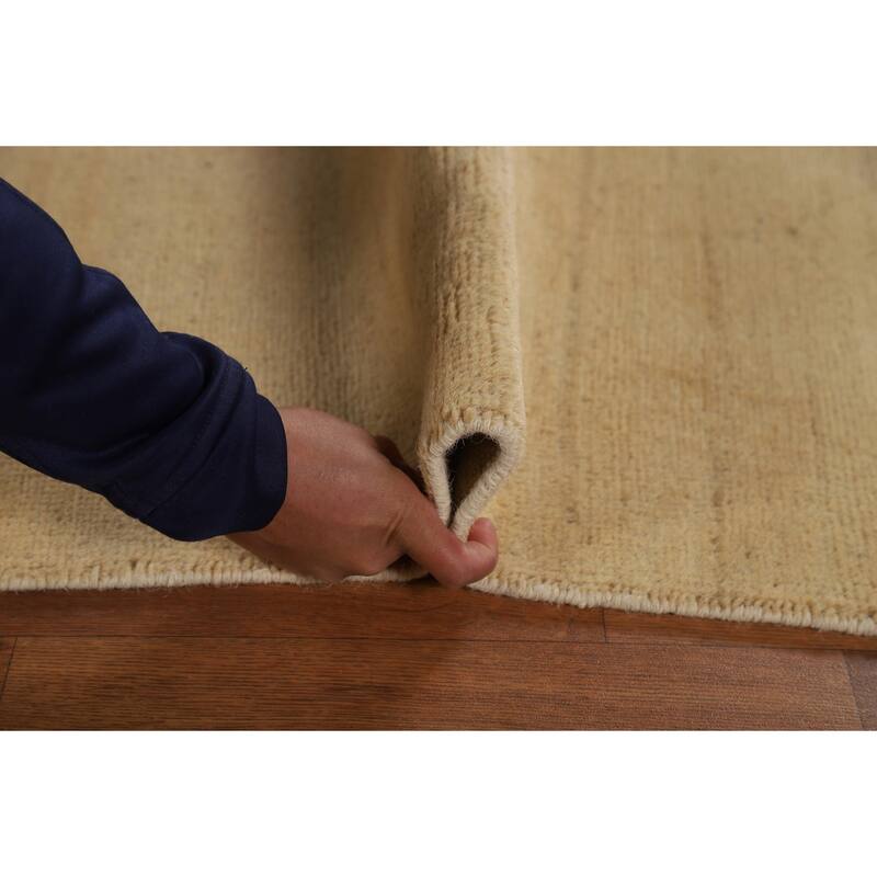 Modern Gabbeh Oriental Area Rug Handmade Yellow Wool Carpet - 4'11" x 7'0"