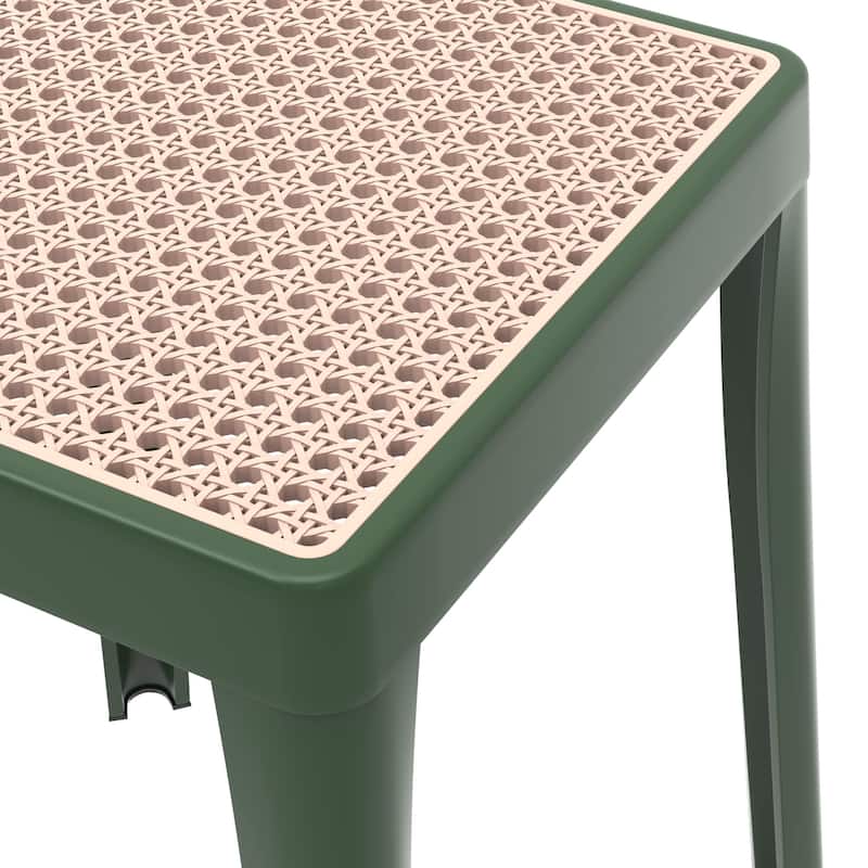 Tresse Modern Stackable Dining Stool with Wicker Seat for Dining Room, Garden, Patio, Indoor or Outdoor - No Assembly Required