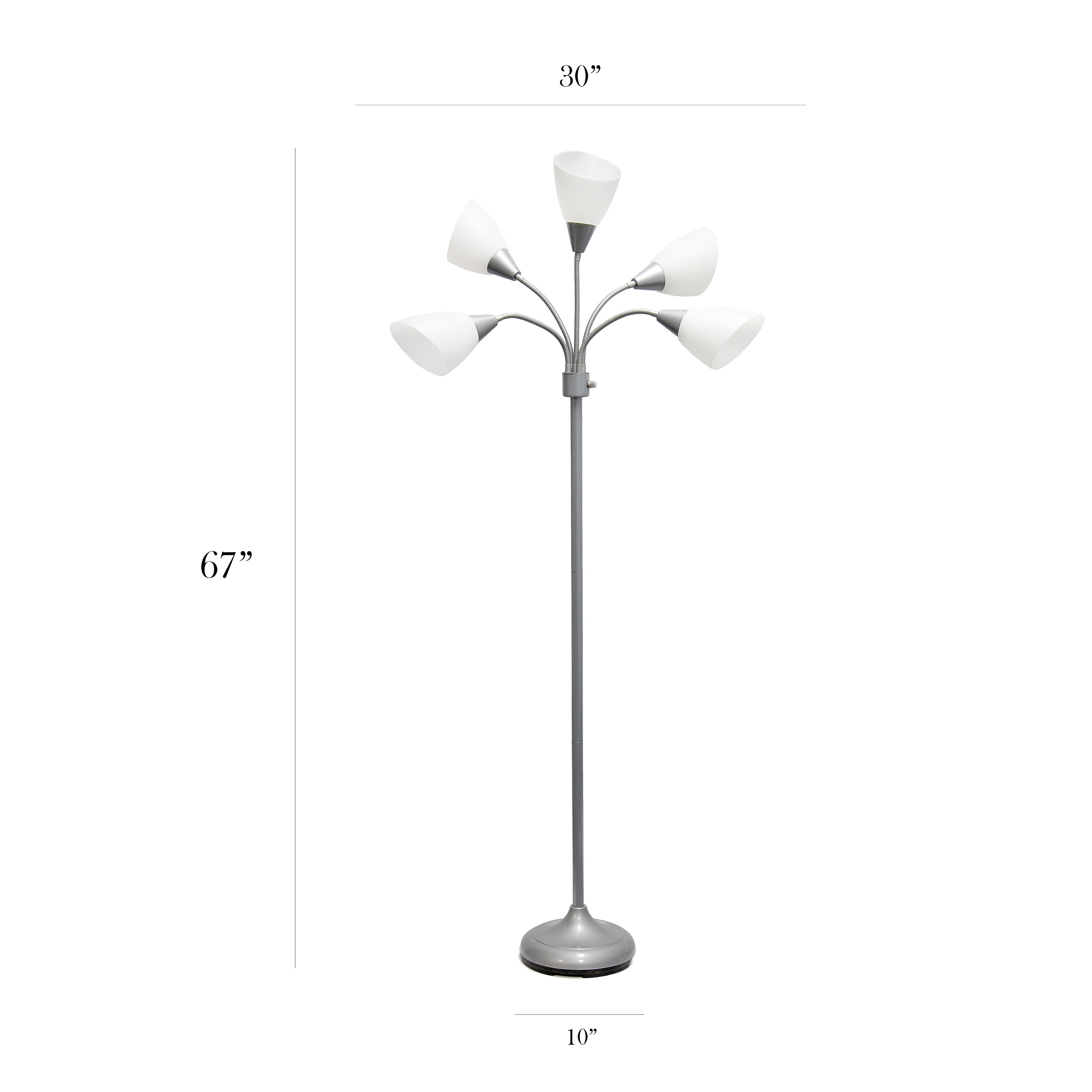 LED floor lamp with adjustable gooseneck, high adjustable pole