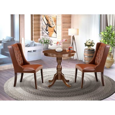 3-Piece Mahogany Finish Solid Wood Top - Dining Room Set - Seats 4