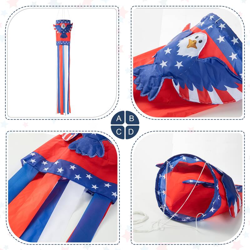 Glitzhome 60.25"H Patriotic Americana 3D Eagle Windsock