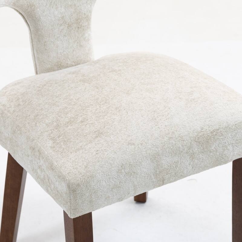 Dining Chairs Set of 2, Farmhouse Chenille Upholstered Accent Chair, Kitchen Chairs with Hardwood Frame