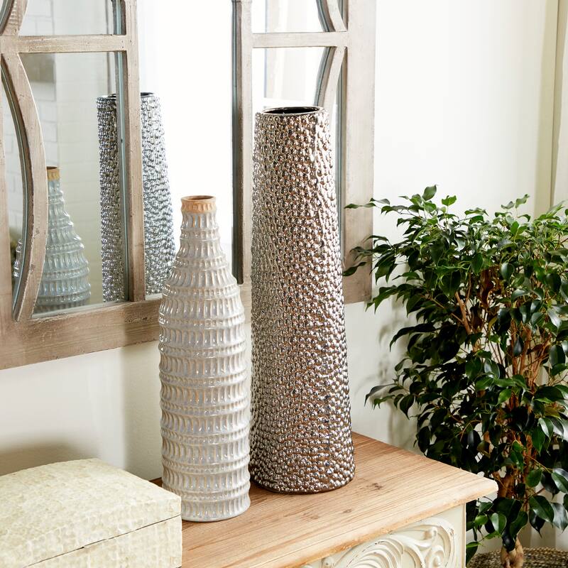 Minimalist Ceramic Modern Tall Vase with Bubble Texture - Silver, Black, Gold, White