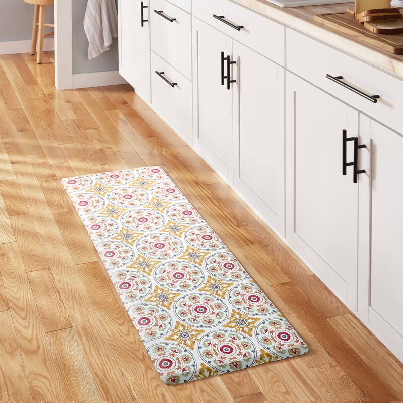 FIESTA Postiano Tiles Geo Textured Anti Fatigue Comfort Kitchen Mat, Non-Slip Floor Mat, Padded Standing Desk Mat