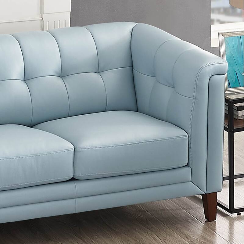Hydeline Arvo Top Grain Leather Sofa and Loveseat Set with Feather, Memory Foam and Springs
