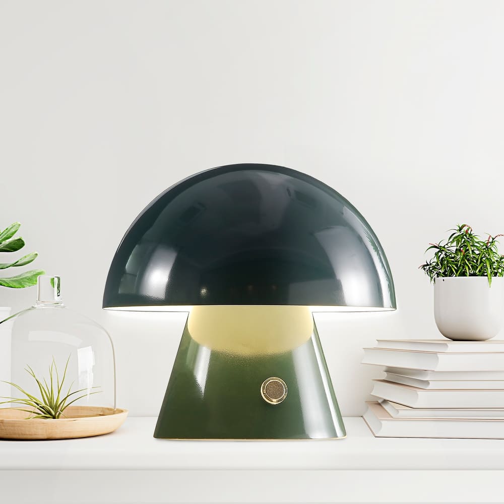 Alyson 7" Contemporary Bohemian Rechargeable/Cordless Iron Integrated LED Mushroom Table Lamp, by JONATHAN Y