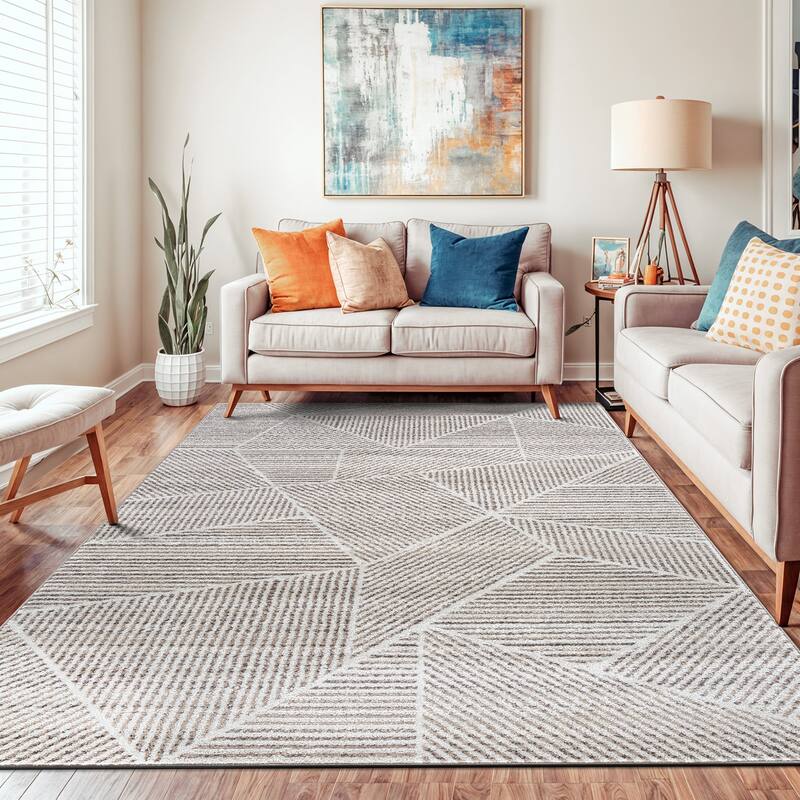 Contemporary Geometric Stripe Area Rug