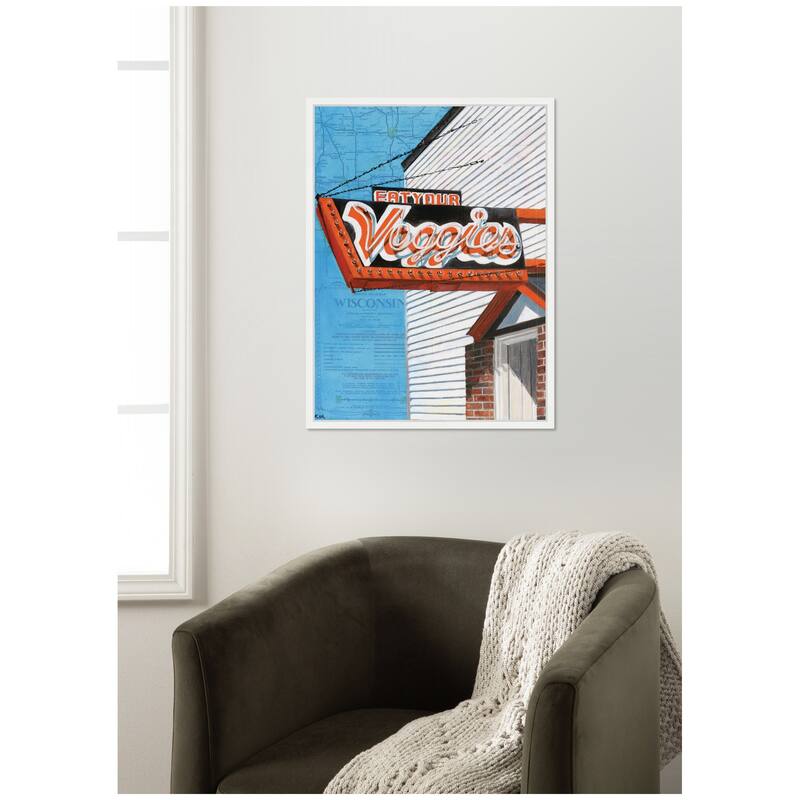 Kate and Laurel Veggies by Krista V. Allenstein Framed Canvas Wall Art Print