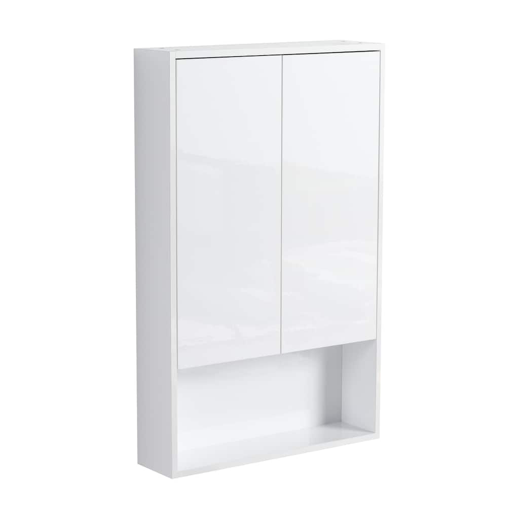 24" Bathroom Wall Cabinet, Soft Close Doors, Float Mounting Design,Glossy White