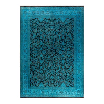 Fine Vibrance One-of-a-Kind Hand-Knotted Area Rug - Blue, 8' 2" x 12' 5" - 8' 2" x 12' 5"