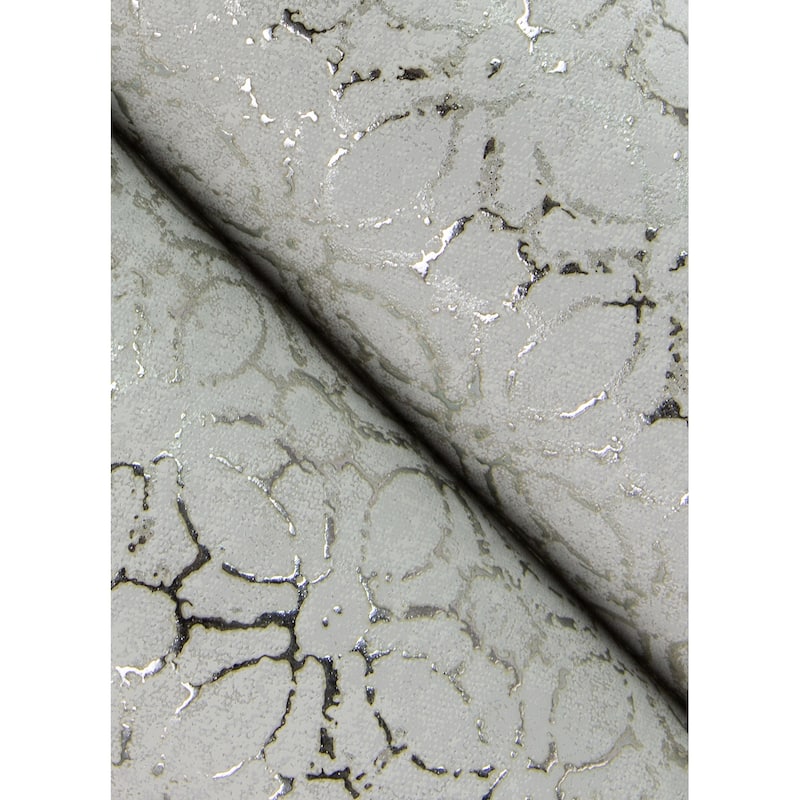 A-Street Prints Khauta Sterling Floral Geometric Wallpaper