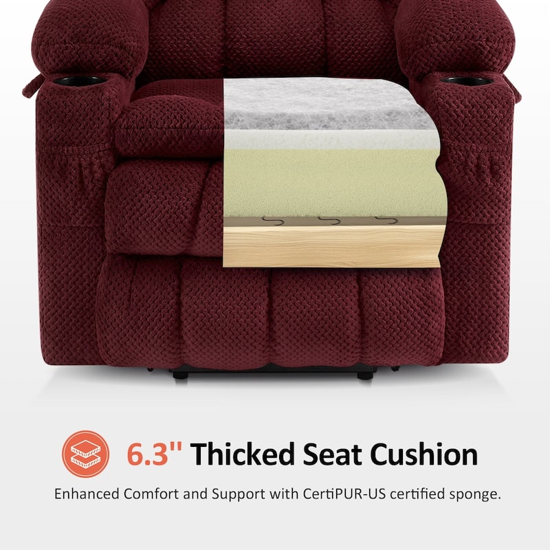 MCombo Medium Dual Motor Power Lift Recliner Chair Infinite Position, Massage and Heat, Extended Footrest, Fabric 7890