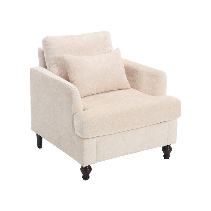 COOLMORE Wood Frame Modern Accent Chair - Beige
