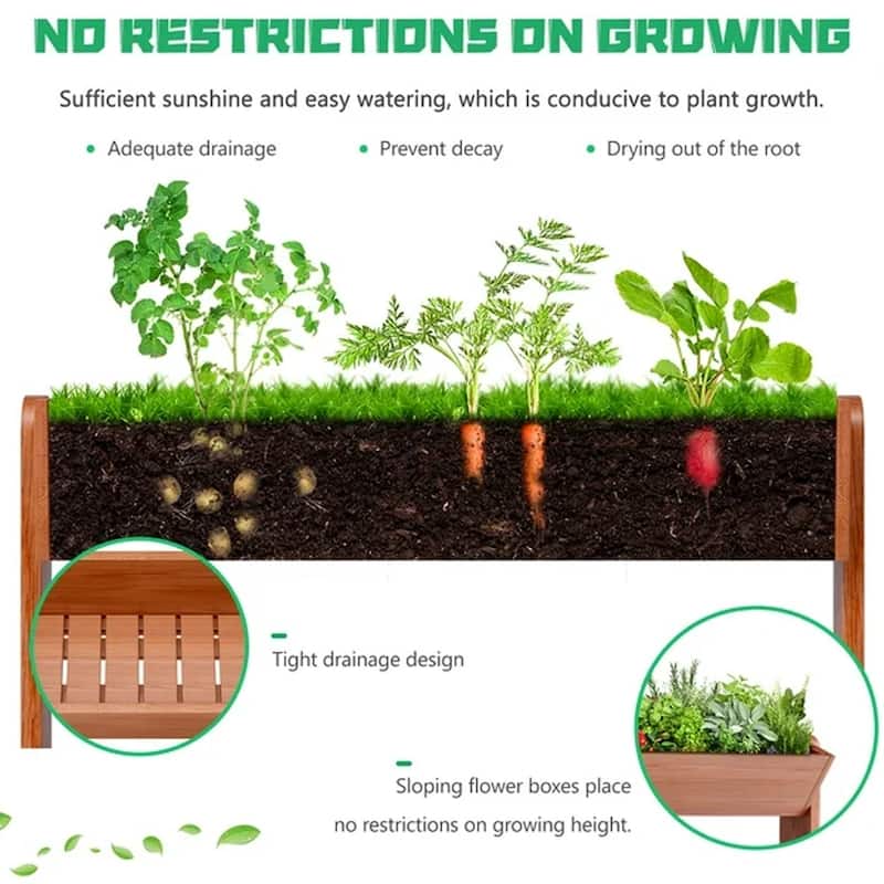 DoCred Vertical Wooden Garden Bed, Freestanding Outdoor Planter Box