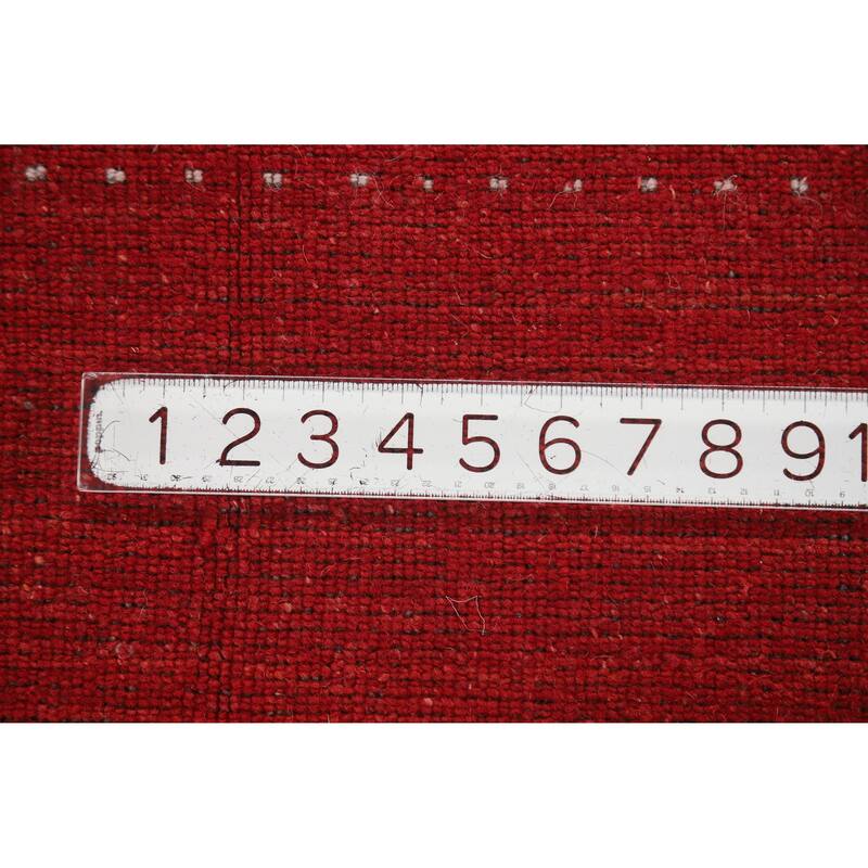 Hand Knotted Oriental 100% Wool Carpet Tribal Tribal Red Gabbeh Area Rug - 9' 7'' X 6' 7''