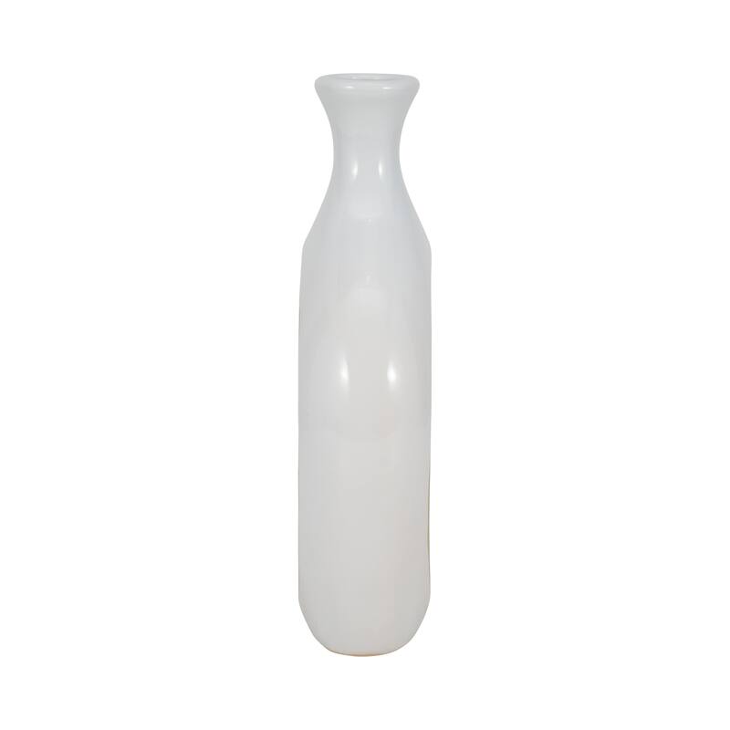 Modern Ceramic Textured Oval Cut-Out Vase - Home Decor - 13"