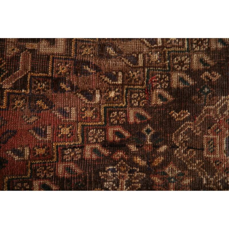 Qashqai Persian Antique Area Rug Hand-Knotted Wool Carpet - 3'9"x 4'10"