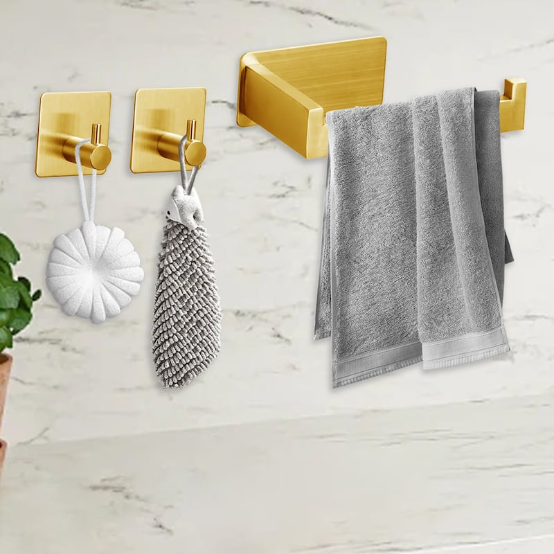 Yulika 3 Piece Bathroom Hardware Set Stainless Steel Bathroom Towel Holder Set