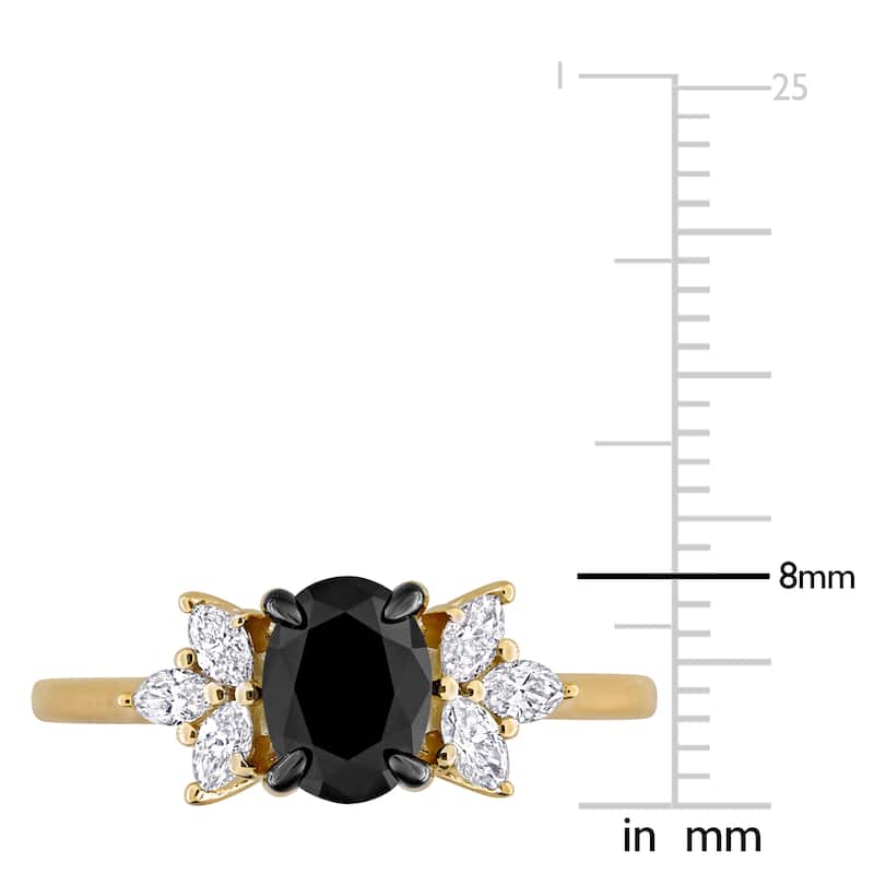 Miadora 1 5/8ct TW Black White Diamond Cluster Ring in 14k Yellow Gold