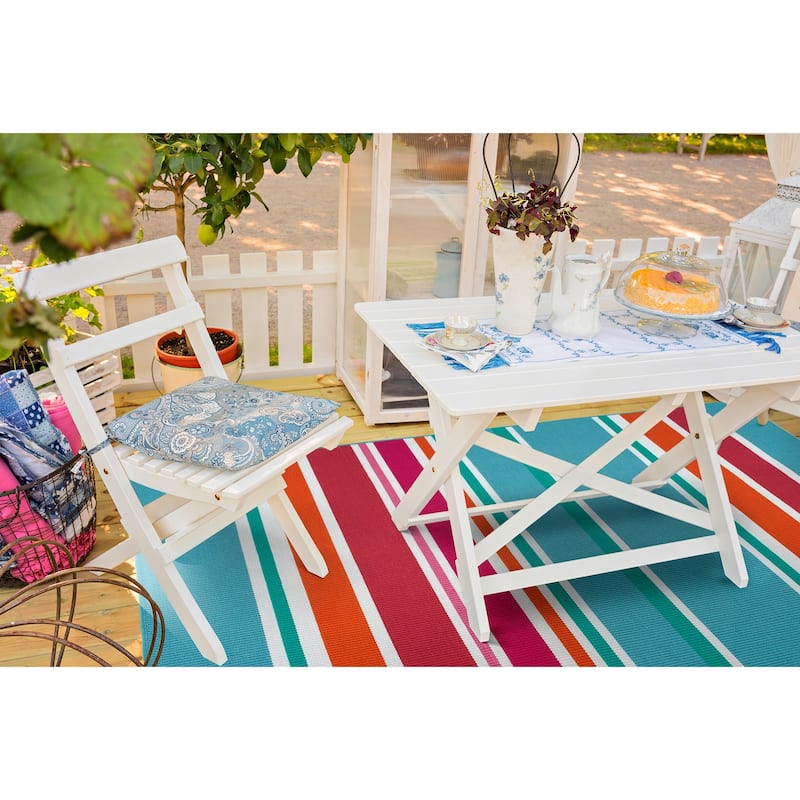 Voavah Lt Blue Hand-Made Flatweave Indoor/Outdoor Area Rug