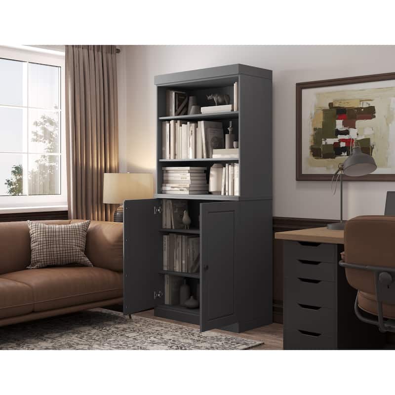 100% Solid Wood 6-Shelf Bookcase with Optional Doors by Palace Imports