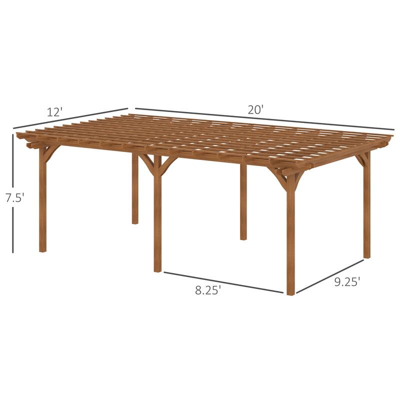 Outsunny 20' x 12' Outdoor Pergola, Wood Gazebo Grape Trellis with Stable Structure for Garden, Patio, Backyard, Deck