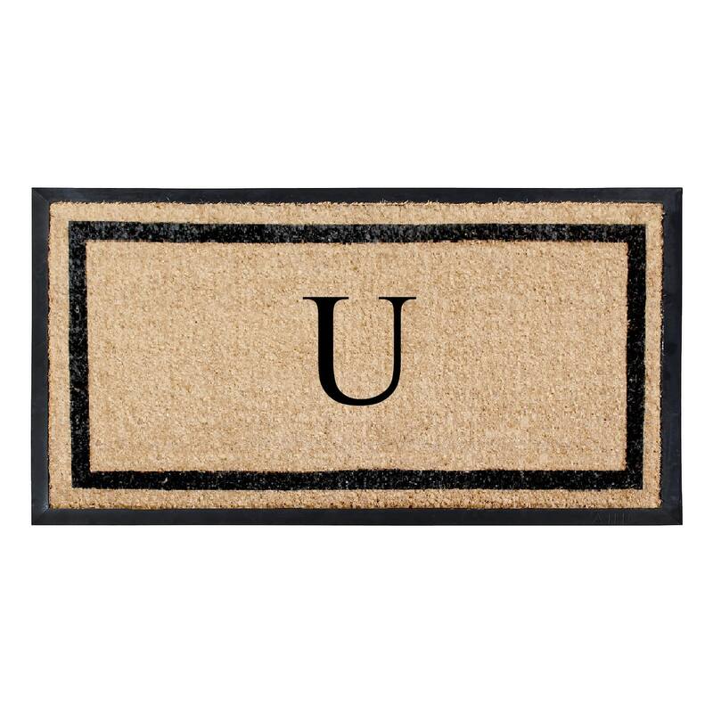 A1HC Rubber and Coir Heavy Weight large Outdoor Durable Monogrammed Doormat 24"X48", Beige - U